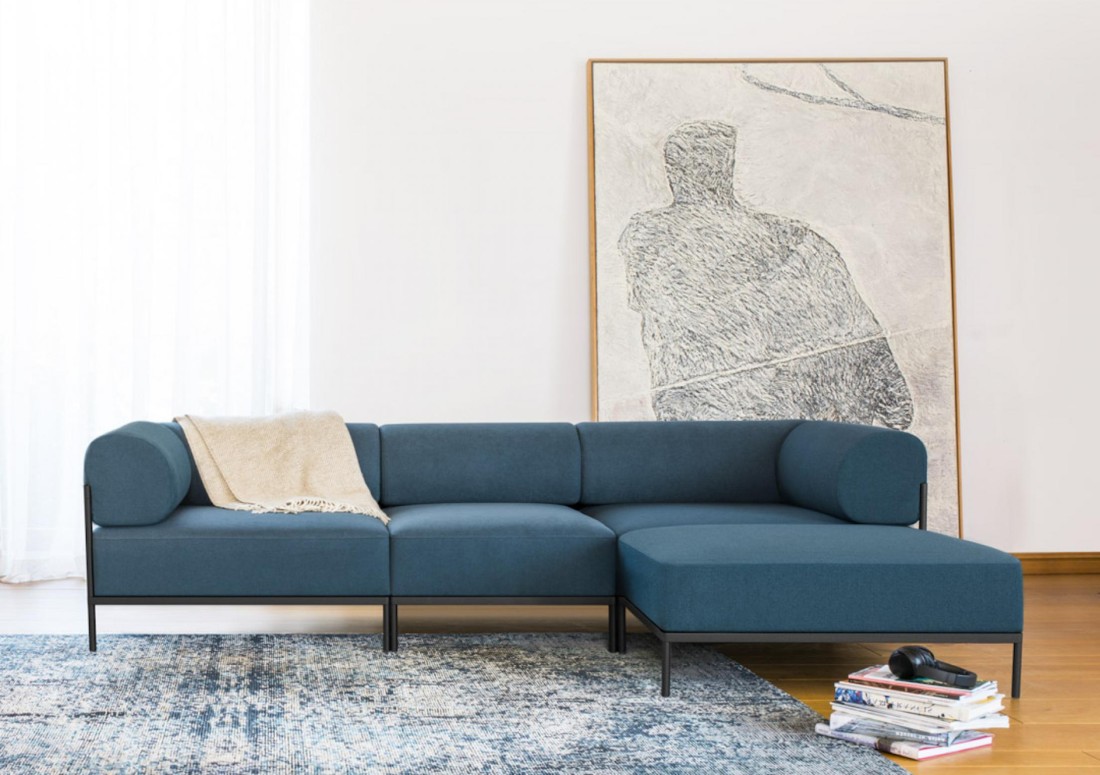 Sustainable design modulares noah-sofa blau