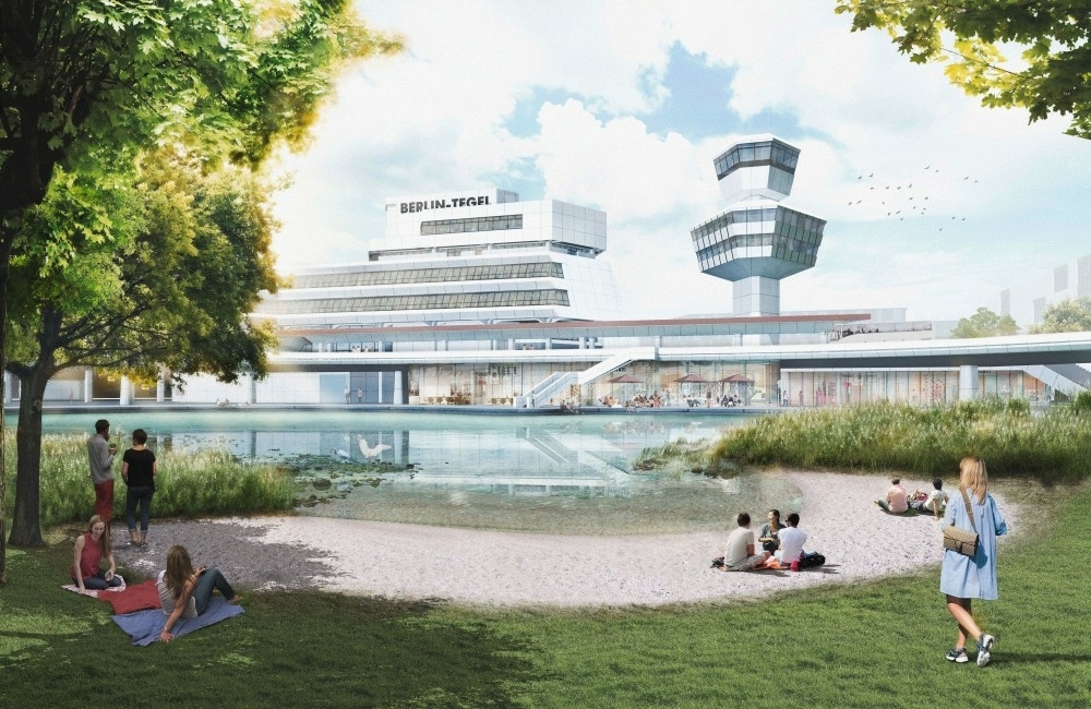 Animation Berlin Tegel with park and lake